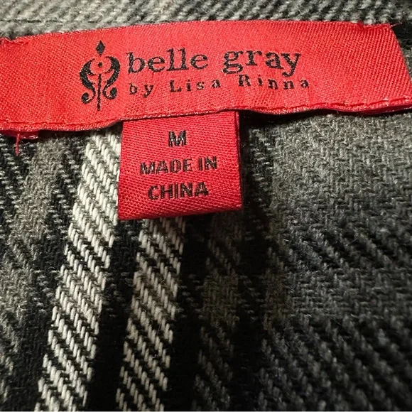 Lisa Rinna Black and Gray Plaid Asymmetrical Blanket Jacket Size M - Picture 5 of 6